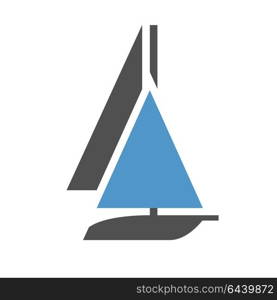 yacht - gray blue icon isolated on white background. Water flat icon