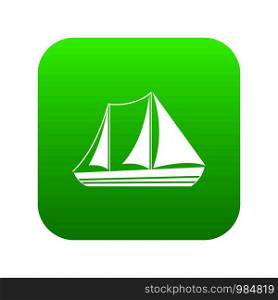 Yacht icon digital green for any design isolated on white vector illustration. Yacht icon digital green
