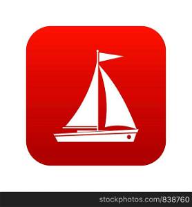 Yacht icon digital red for any design isolated on white vector illustration. Yacht icon digital red