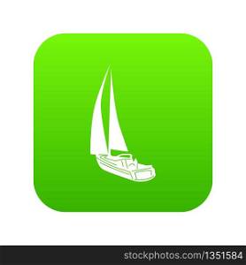 Yacht icon green vector isolated on white background. Yacht icon green vector