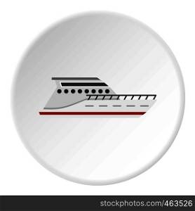 Yacht icon in flat circle isolated vector illustration for web. Yacht icon circle