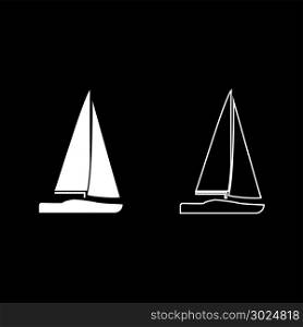 Yacht icon set white color vector illustration flat style simple image