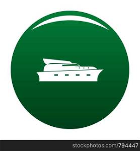 Yacht icon. Simple illustration of yacht vector icon for any design green. Yacht icon vector green