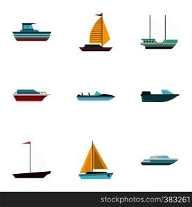Yacht icons set. Flat illustration of 9 yacht vector icons for web. Yacht icons set, flat style