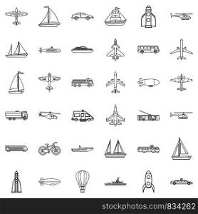 Yacht icons set. Outline style of 36 yacht vector icons for web isolated on white background. Yacht icons set, outline style