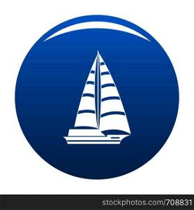 Yacht modern icon vector blue circle isolated on white background . Yacht modern icon blue vector