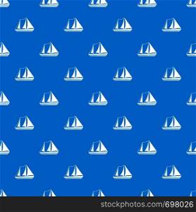 Yacht pattern repeat seamless in blue color for any design. Vector geometric illustration. Yacht pattern seamless blue