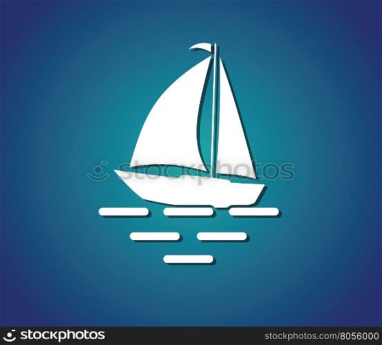 yacht sea symbol blue background vector illustration