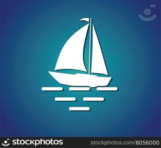 yacht sea symbol blue background vector illustration