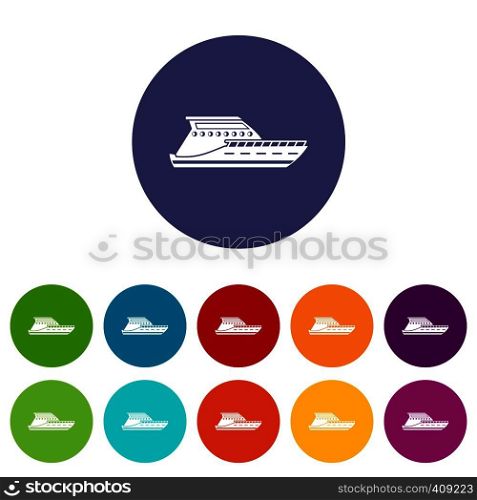 Yacht set icons in different colors isolated on white background. Yacht set icons