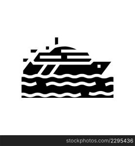 yacht transport glyph icon vector. yacht transport sign. isolated contour symbol black illustration. yacht transport glyph icon vector illustration
