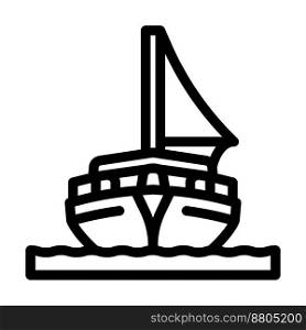 yacht transport vehicle line icon vector. yacht transport vehicle sign. isolated contour symbol black illustration. yacht transport vehicle line icon vector illustration