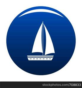 Yacht travel icon vector blue circle isolated on white background . Yacht travel icon blue vector