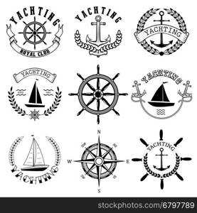 Yachting club labels. Yacht club. Nautical emblems. Vector design elements.