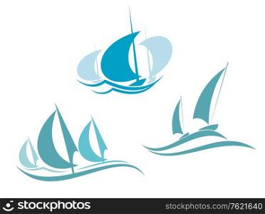 Yachts and sailboats symbols for yachting sport design