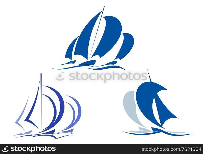 Yachts and sailboats symbols for yachting sport design