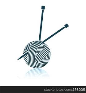 Yarn ball with knitting needles icon. Shadow reflection design. Vector illustration.