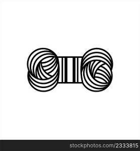Yarn Icon, Interlocked Fibres Long Length Ball Vector Art Illustration