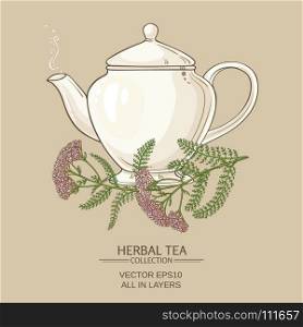 yarrow tea in teapot. yarrow tea in teapot on color background