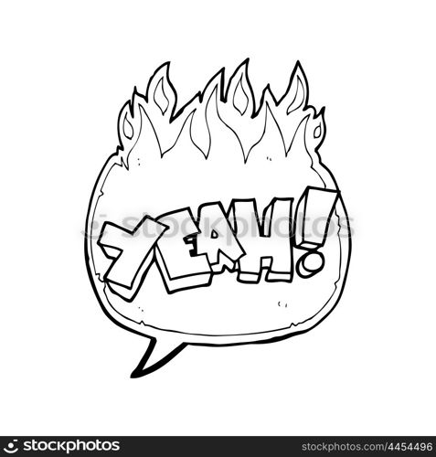 yeah! freehand drawn speech bubble cartoon shout