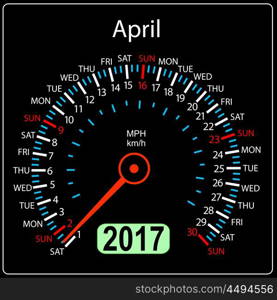 year 2017 calendar speedometer car in vector. April. year 2017 calendar speedometer car in vector. April.