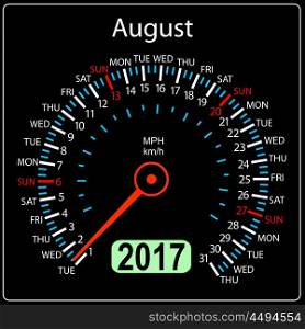 year 2017 calendar speedometer car in vector. August. year 2017 calendar speedometer car in vector. August.