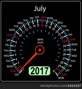 year 2017 calendar speedometer car in vector. July. year 2017 calendar speedometer car in vector. July.