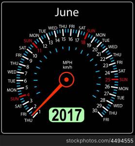 year 2017 calendar speedometer car in vector. June. year 2017 calendar speedometer car in vector. June.