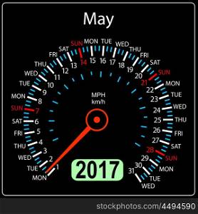 year 2017 calendar speedometer car in vector. May. year 2017 calendar speedometer car in vector. May.