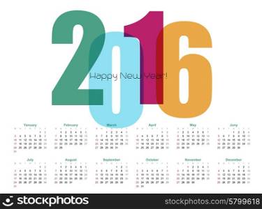 Year Calendar. Vector illustration. 2016 Year Calendar. Vector illustration. EPS 10