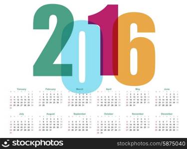 Year Calendar. Vector illustration. 2016 Year Calendar. Vector illustration. EPS 10