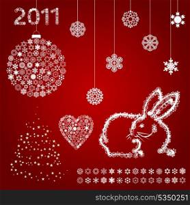 Year of a rabbit5. Set on a theme of new year. A vector illustration
