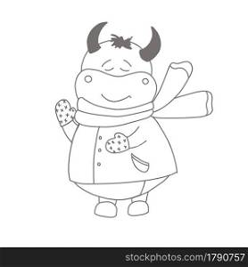Year of the bull. Ox coloring page The animals are horned. Children&rsquo;s illustration bull or ox. Christmas and New Year. symbol of the year. 2021,. Year of the bull. Ox coloring page The animals are horned. Children&rsquo;s illustration bull or ox. Christmas and New Year. symbol of the year. 2021