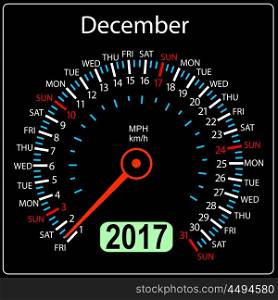 year2017 calendar speedometer car in vector. December. year 2017 calendar speedometer car in vector. December.