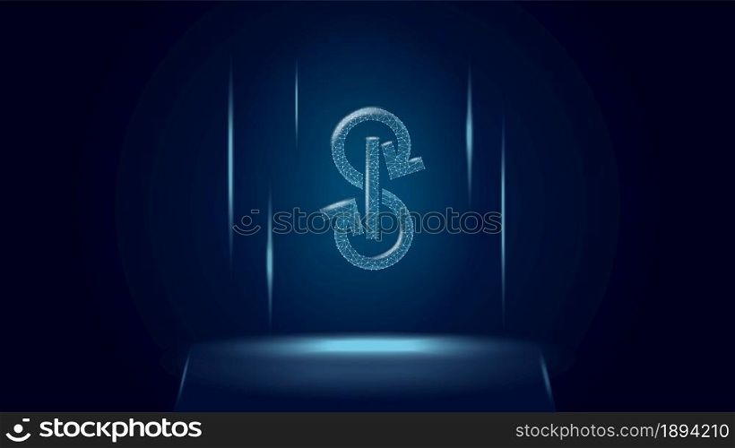 Yearn.finance YFI token symbol of the DeFi system above the pedestal. Cryptocurrency logo icon. Decentralized finance programs. Vector illustration for website or banner.