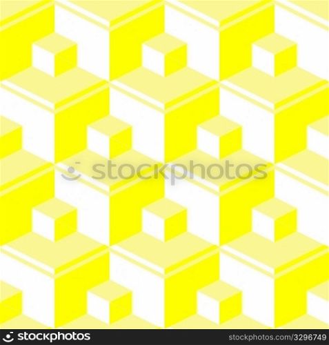 yellow abstract cubes, seamless art illustration