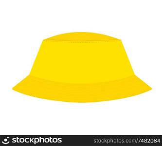 Yellow abstract panama hat on a white background. Symbol of summer holiday. stock vector