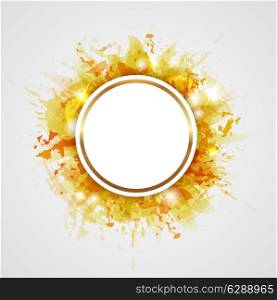 Yellow abstract shining vector round background