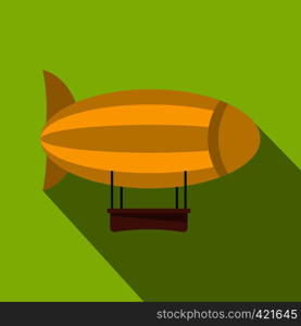 Yellow airship icon. Flat illustration of yellow airship vector icon for web isolated on lime background. Yellow airship icon, flat style