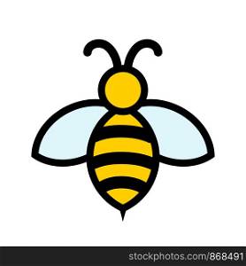 Yellow and black bee icon logo design, stock vector illustration