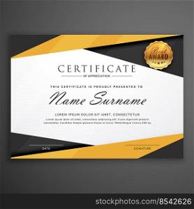 yellow and black geometric certificate award design template