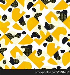 Yellow and black modern contemporary geometric seamless pattern for background, fabric, textile, wrap, surface, web and print design.