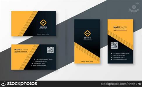 yellow and black simple business card design template