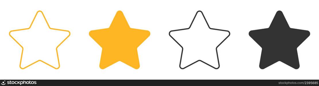 Yellow and black two stars icon. Favorite mark illustration symbol. Sign app badge vector.