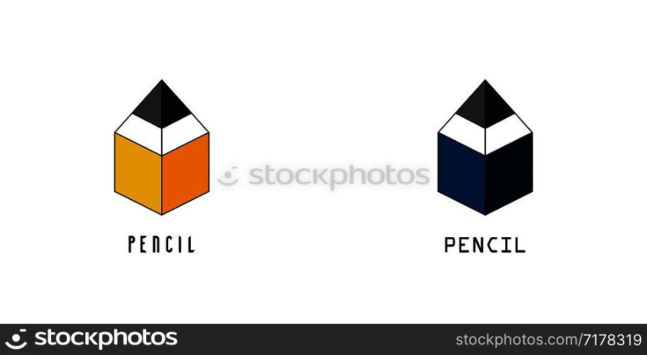 Yellow and blue Pencils logo. Pencil logo isolated. Pencils in isometric design. Eps10. Yellow and blue Pencils logo. Pencil logo isolated. Pencils in isometric design