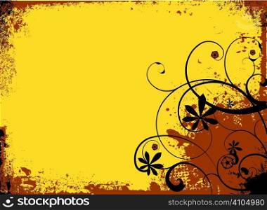 Yellow and brown warm summers grunge floral background