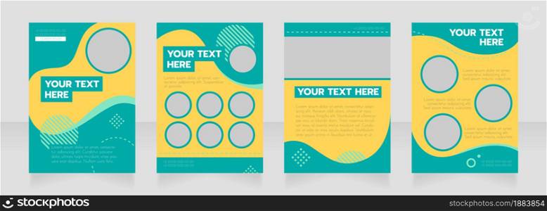 Yellow and green wavy blank brochure layout design. Project info. Vertical poster template set with empty copy space for text. Premade corporate reports collection. Editable flyer paper pages. Yellow and green wavy blank brochure layout design