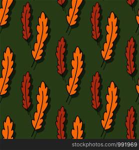 Yellow and orange leaves pattern. Vector background design. Autumn seamless pattern. Seasonal print for decoration and textile. Yellow and orange leaves pattern. Vector background design. Autumn seamless pattern. Seasonal print for decoration and textile.