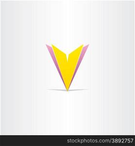 yellow and purple letter v symbol