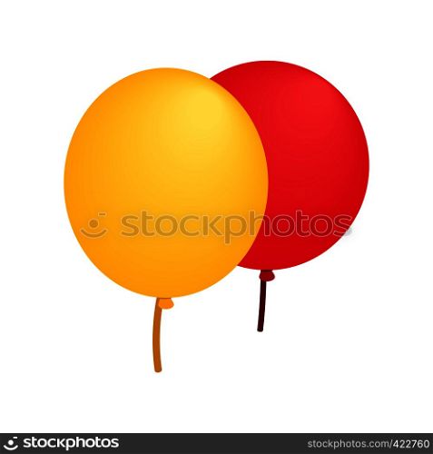 Yellow and red balloons isometric 3d icon. Single plain symbol on a white background. Yellow red balloons isometric 3d icon